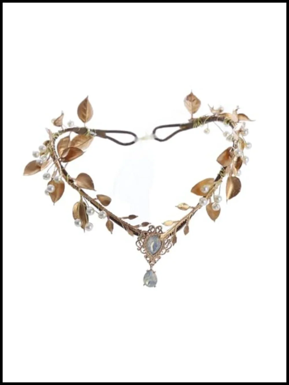 Floral V-Shaped Crystal Pendant Headband, Adjustable Fairy Woodland Hair